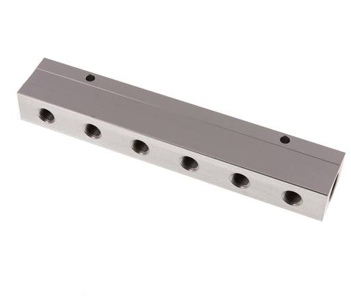 Distribution strip 2x G 1/2"-12x G 1/4", anodized aluminum