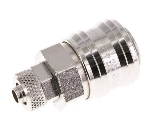 Coupling socket (NW7.2) 8x6mm hose, nickel-plated brass