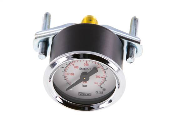 Built-in pressure gauge, 3-sided front ring, 40mm, 0 - 40 bar