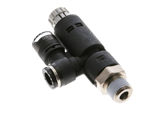 Régulateur de pression R 1/4"-8mm, avec manomètre, norme IQS