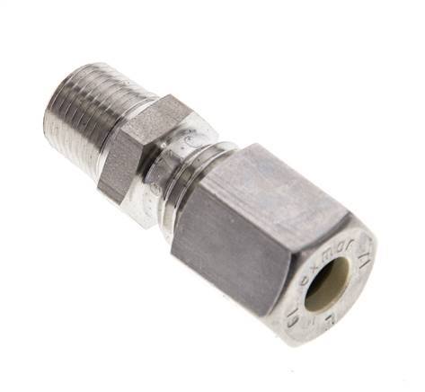 Straight cutting ring fitting. NPT 1/8"-6 L (M12x1.5), clamping ring 1.4571 (NC)