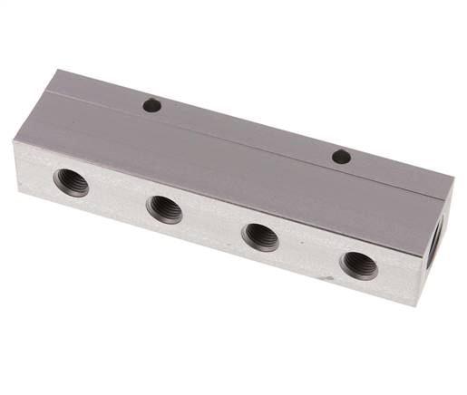 Distribution strip 2x G 1/2"-8x G 1/4", anodized aluminum