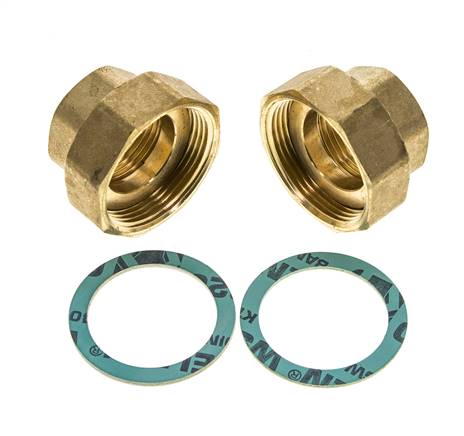 Pump screw connection set G 1-1/2"/Rp 1", brass