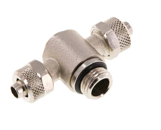 T-screw connection G 1/4"-8x6mm, nickel-plated brass, internal socket.
