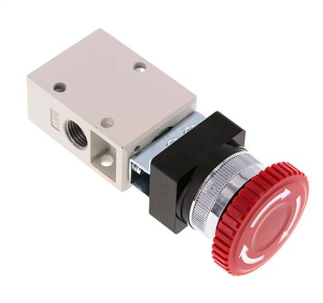 3/2-way valve G 1/4", red emergency stop button