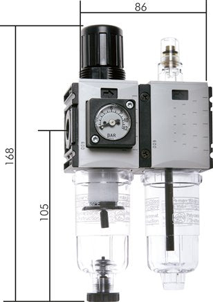 FUTURA maintenance unit, 2-piece, G 1/4", 0.5 - 10 bar, Baur.0