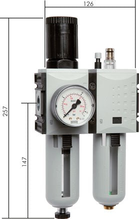 FUTURA maintenance unit, 2-piece, G 1/2", 0.5 - 16 bar, model 2