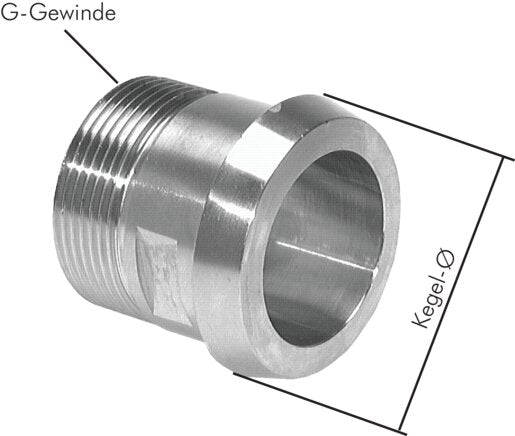 Cone connector (milk thread) 56mm cone G 1-1/2", 1.4404