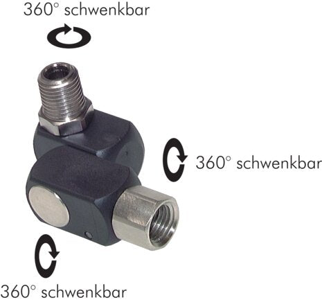 Drehgelenk 2-fach R 3/8" (konisch)(IG)-R 3/8"(AG)