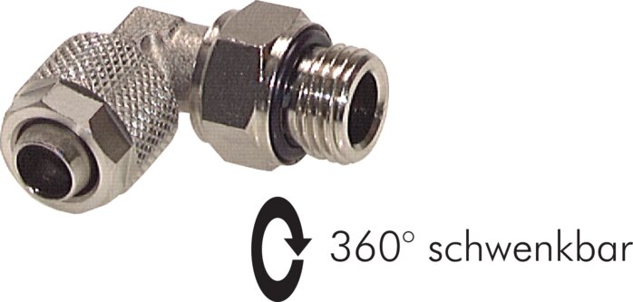 Raccord à vis coudé G 1/4"-6x4mm, laiton nickelé