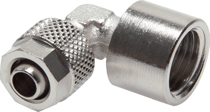 Raccord à vis coudé G 1/4"-10x8mm, laiton nickelé