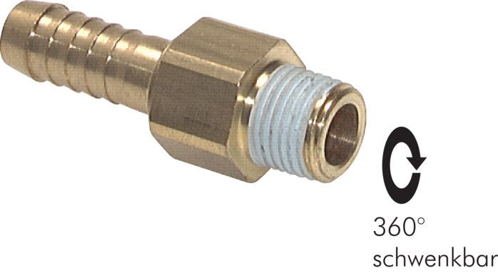 Threaded nozzle, rotatable R 3/8"-9 (3/8")mm, brass, PN 12