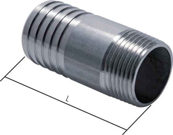 Threaded nozzle without collar R 3"-90 (3-1/2")mm, 1.4571