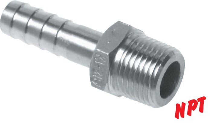 Threaded nozzle NPT 3/8"-9 (3/8")mm, 1.4408