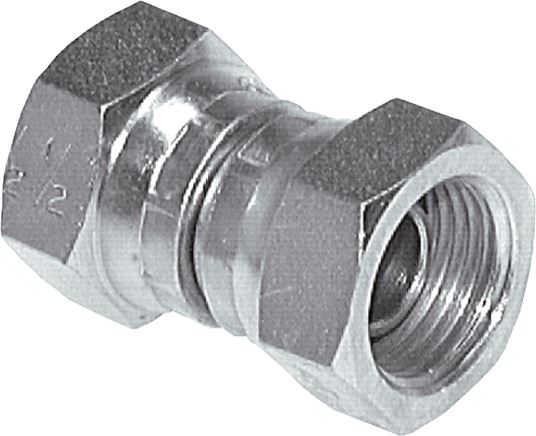 Straight connector 60° cone, G 3/8"-G 3/8", galvanized steel