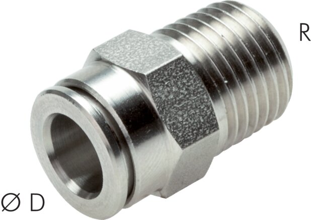 Straight plug connection R 1/4"-10mm, IQS stainless steel