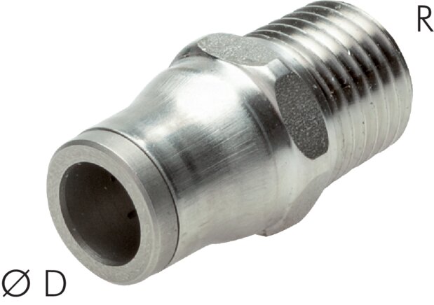 Straight push-in connection NPT 1/2"-12mm, IQS stainless steel