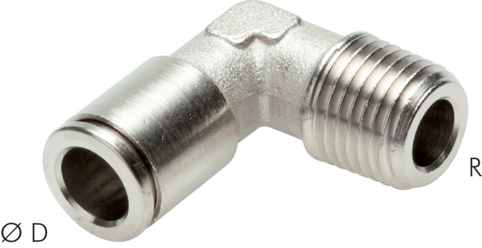 Elbow plug connection, fixed. R 1/4"-10mm, IQS-MSV (standard)