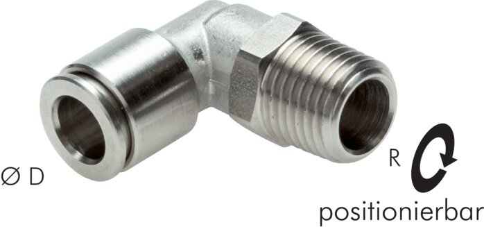 Elbow plug connection, pos. R 1/2"-12mm, IQS stainless steel