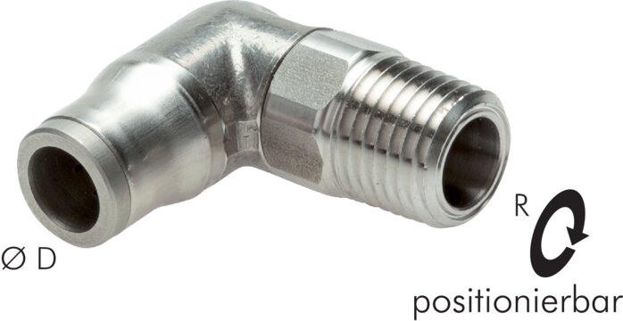 Elbow plug connection NPT 1/2"-12mm, IQS stainless steel