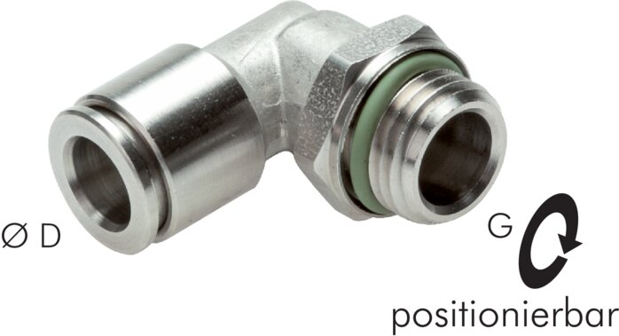 Elbow plug connection, pos. G 3/8"-12mm, IQS stainless steel