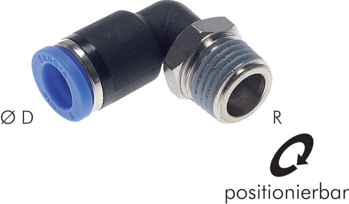 Elbow plug connection R 1/8"-10mm, IQS standard