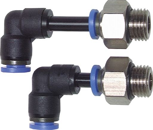 Elbow plug connection, long 6mm plug nipple, IQS standard