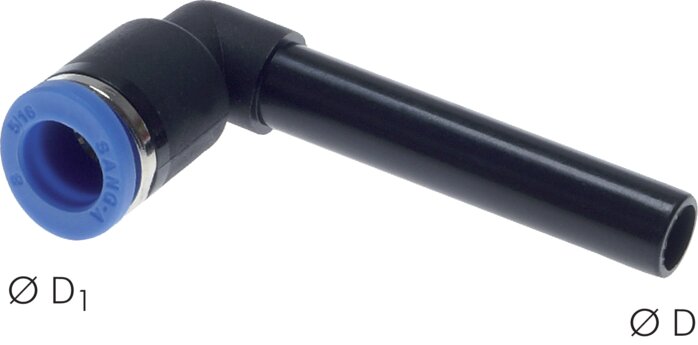 Elbow plug connection, long 6mm plug nipple, IQS standard