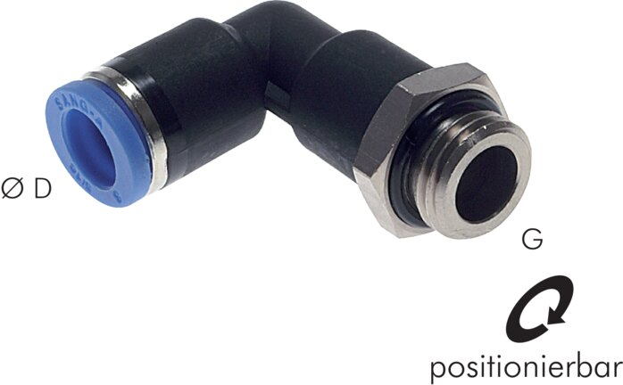 Elbow plug connection, long G 1/8"-4mm, IQS standard