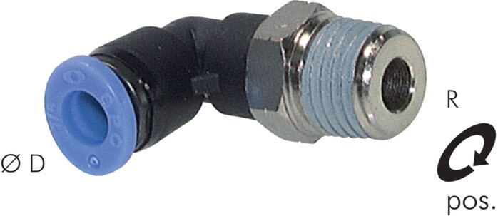 Elbow plug connection NPT 1/8"-5/32" (3.97 mm), IQS inch