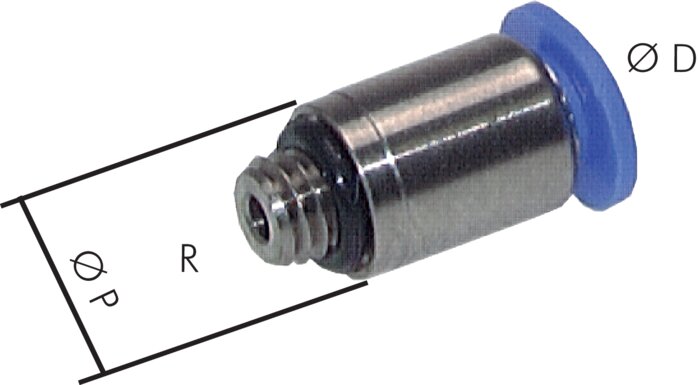 Raccordement droit R 1/8"-6mm, Mini avec six pans creux.