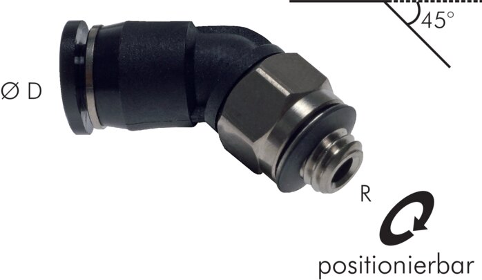 Raccordement enfichable 45° R 1/8"-4mm, IQS-Mini