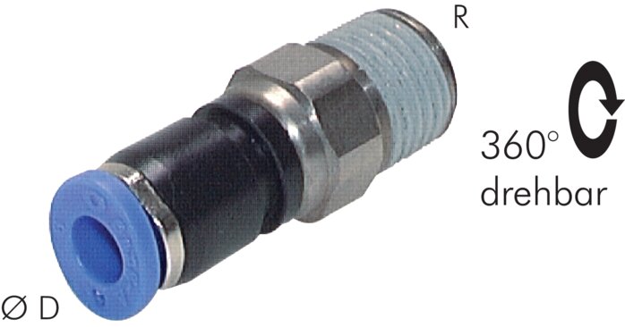 Raccord à vis droit R 1/4"-6mm, norme IQS