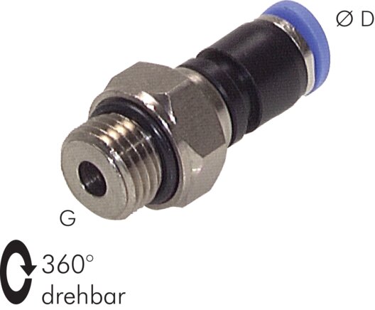 Raccord à vis droit G 1/8"-8mm, norme IQS