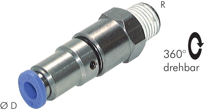 Straight quick-screw fitting R 1/8"-8mm, IQS standard