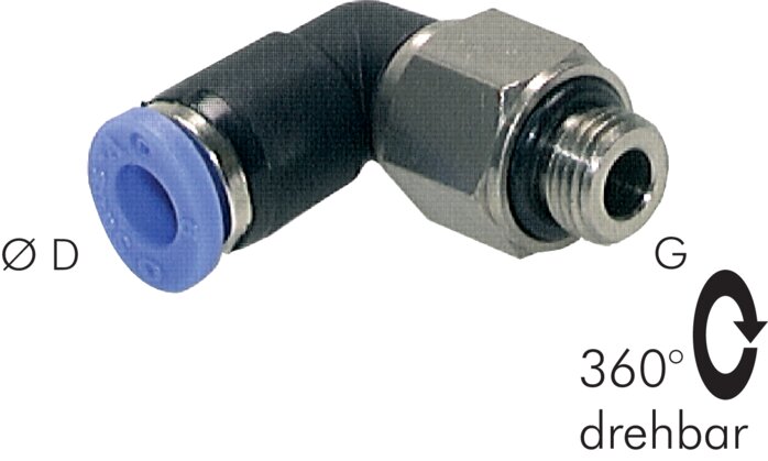 Raccord à vis coudé G 1/8"-4mm, norme IQS