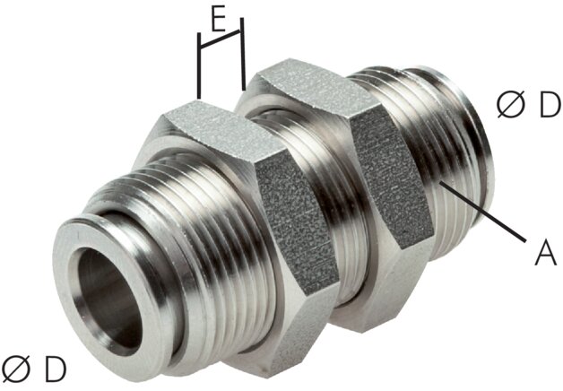 Bulkhead plug connection 10mm, IQS stainless steel