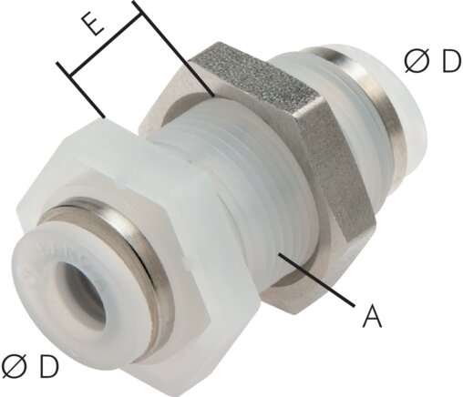 Bulkhead plug connection 4mm, IQS-PVDF