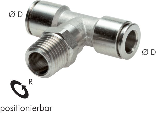 T-connector R 3/8"-12mm, IQS stainless steel