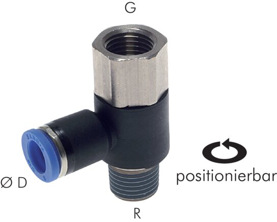 Winkel-Steckanschluss, I/A R 1/4"-10mm, IQS-Standard