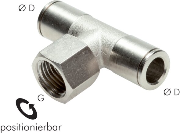 T-connector, female thread. G 1/4"-10mm, IQS-MSV (standard)