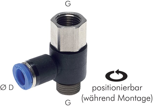 Elbow plug connection, I/AG 1/4"-6mm, IQS standard