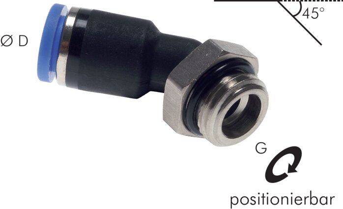 45° plug connection G 3/8"-6mm, IQS standard