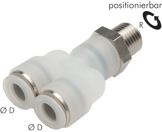 Raccordement en Y G 1/8"-4mm, IQS-PVDF