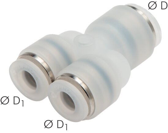 Y-connector 8mm-6mm, IQS-PVDF