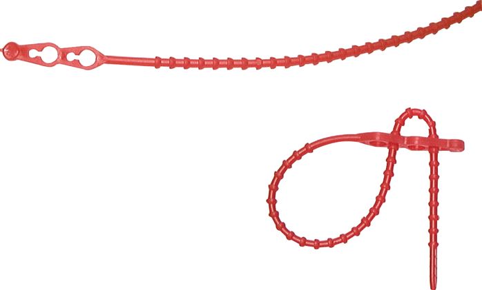 Attache-câble amovible, 240 mm, 2 œillets de fixation, rouge