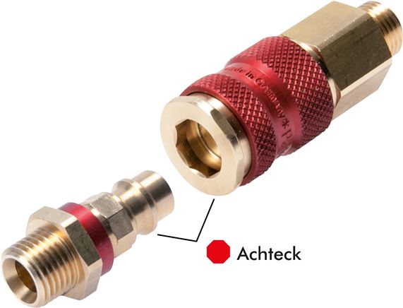 Kupplungsdose (NW7,2) G 1/2"(AG), rot, Achteck SW12