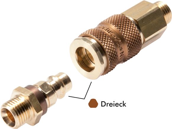 Kupplungsdose (NW7,2) G 1/2"(AG), braun, Dreieck 12,5 mm