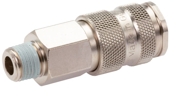 Coupling socket (NW7.2) R 3/8" (AG), hardened steel, nickel-plated / nickel-plated brass