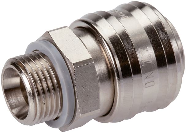 Coupling socket (NW7.2) G 3/8" (AG), nickel-plated brass